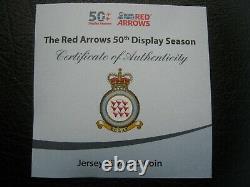 Jersey 2014 £5 Pound Silver Proof Coin Red Arrows 50th Display Season COA Case