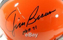 Jim Brown HOF 71 Signed Cleveland Browns Full Size Helmet In Display Case COA