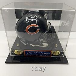 Jim McMahon Signed Chicago Bears Mini Helmet Schwarts COA SB XX QB/ Display Case