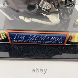 Jim McMahon Signed Chicago Bears Mini Helmet Schwarts COA SB XX QB/ Display Case