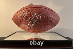 Joe Burrow Autographed Duke Super Bowl LVI Football withCOA + Bengals Display Case