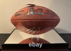 Joe Burrow Autographed Duke Super Bowl LVI Football withCOA + Bengals Display Case