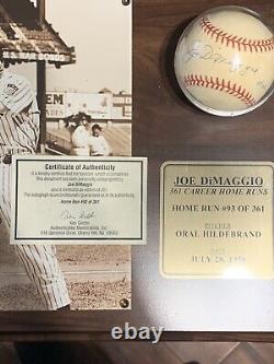 Joe DiMaggio Autographed Baseball #d 93/361 COA With Display Case Limited Edition