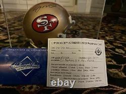 Joe Montana Autographed Mini Helmet Riddell with COA Upper Deck And Display Case