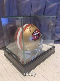 Joe Montana SF 49ers Autographed Mini Helmet with Schwartz COA/Display Case
