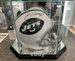 Joe Namath Autographed Jets Football Helmet With COA and Deluxe Display Case