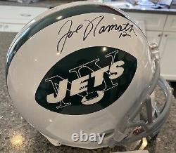 Joe Namath Autographed Jets Football Helmet With COA and Deluxe Display Case