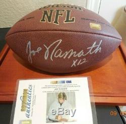 Joe Namath Autographed NFL Football with Display Case and GIA COA