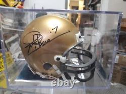Joe Theisman Signed Notre Dame Mini Helmet with Display Case Creative COA