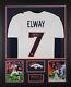 John Elway Autographed & Framed White Denver Jersey Auto Beckett Coa