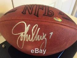 John Elway Denver Broncos Signed Wilson Football / Display Case Steiner COA
