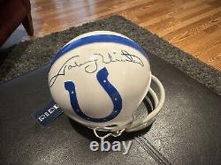 Johnny Unitas Signed Authentic 2-bar Mini Helmet With Display Case- COA