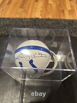 Johnny Unitas Signed Authentic 2-bar Mini Helmet With Display Case- COA