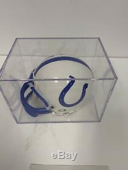 Johnny Unitas Signed Colts Mini Helmet Coa With Display Case