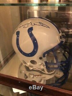 Johnny Unitas Signed Colts Mini Helmet Dual Coa With Display Case