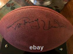 Johnny Unitas signed NFL Football Beckett COA Baltimore Colts with Display Case