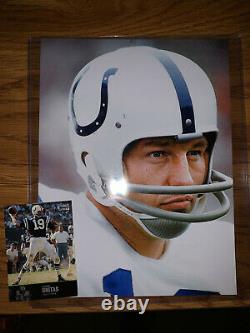 Johnny Unitas signed NFL Football Beckett COA Baltimore Colts with Display Case