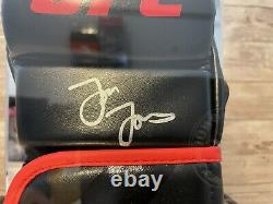 Jon Bones Jones Autographed UFC Glove Beckett Witness with COA IN DISPLAY CASE