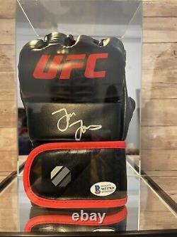 Jon Bones Jones Autographed UFC Glove Beckett Witness with COA IN DISPLAY CASE