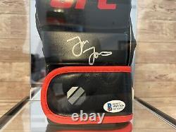 Jon Bones Jones Autographed UFC Glove Beckett Witness with COA IN DISPLAY CASE