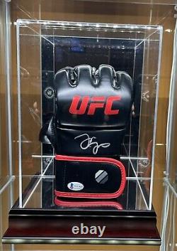 Jon Bones Jones Autographed UFC Glove Beckett Witness with COA IN DISPLAY CASE