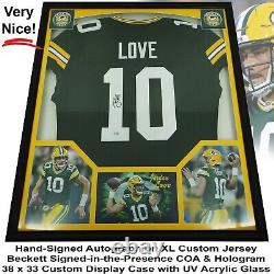 Jordan Love Autographed Green Bay Packers Custom Jersey Framed with BAS COA