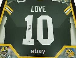 Jordan Love Autographed Green Bay Packers Custom Jersey Framed with BAS COA