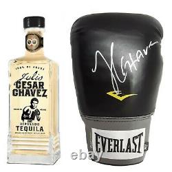 Julio Cesar Chavez Signed Boxing Glove w COA in Display Case w Tequila Decanter