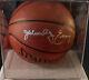 Julius Erving Signed Wilson Basketball Withcoa In Display Case
