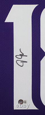 Justin Jefferson Autographed and Framed Purple Minnesota Jersey Auto Beckett COA