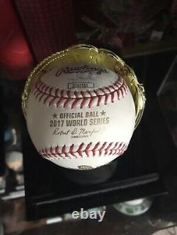 Justin Verlander Signed 2017 World Series Baseball with Display Case. JSA COA