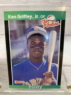 KEN GRIFFEY JR AUTOGRAPHED BASEBALL with COA & 1989 Rookie Card in Display Case