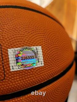 Lakers LeBron James Signed Spalding NBA Leather Basketball COA display case cavs