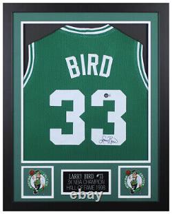 Larry Bird Autographed & Framed Green Boston Jersey Auto Beckett COA