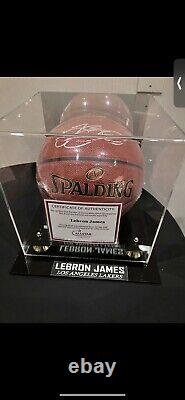 Lebron James Autographed Ball With COA display Case
