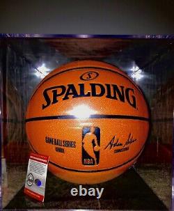 Lebron James Signed NBA Official Basketball With Display Case + Official PSAS COA