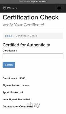 Lebron James Signed NBA Official Basketball With Display Case + Official PSAS COA