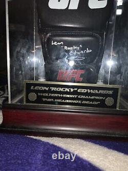 Leon Edwards Signed UFC Glove (JSA COA) In Display Case