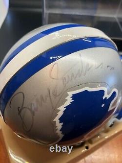 Lions Barry Sanders Signed Mini Helmet with Display Case & COA