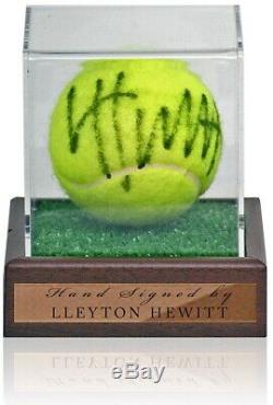 Lleyton Hewitt Hand Signed Tennis Ball in Display Case AFTAL COA