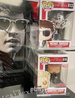Lost Boys Funko Pops In Display Case Signed by Sutherland & Patric 100% With COA