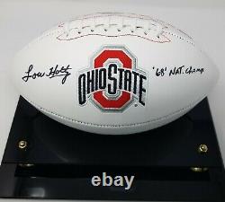 Lou Holtz Signed Ohio State Logo Football Insc Fanatics COA 516 Display Case