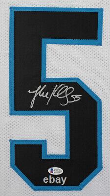 Luke Kuechly Autographed & Framed White Panthers Jersey Auto Beckett COA D1-S