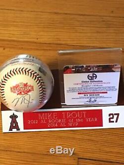 MIKE TROUT 3X MVP SIGNED 2015 ASG MLB BASEBALL w COA And Display Case