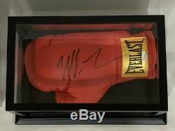 MIKE TYSON SIGNED FULL-SIZE RED EVERLAST BOXING GLOVE With DISPLAY CASE JSA COA
