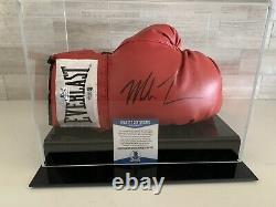 MIKE TYSON SIGNED RED EVERLAST BOXING GLOVE With DISPLAY CASE BECKETT COA Q02425