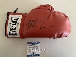 MIKE TYSON SIGNED RED EVERLAST BOXING GLOVE With DISPLAY CASE BECKETT COA Q02425
