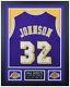 Magic Johnson Autographed And Framed Purple Los Angeles Jersey Auto Beckett Coa