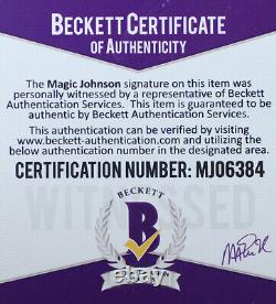 Magic Johnson Autographed and Framed Purple Los Angeles Jersey Auto Beckett COA