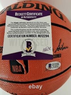 Magic Johnson Los Angeles Lakers Signed Basketball Display Case And Beckett COA